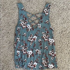 AE olive green tank with fall colored flowers.